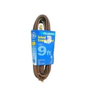 GE 9 Foot Polarized Indoor Electric Extension Cord Tamper Guard Brown  NOS